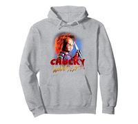 Child'S Play Chucky Wanna Play Creepy Portrait Sudadera con Capucha, Unisex para Adultos, Gris Jaspeado, L