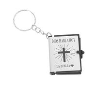 CHILDWEET 12 Piezas Mini llavero de la Biblia miniatura de recuerdo de la iglesia pequeña biblia fiesta bautismo religioso llavero de motel llavero mini libros el papel Silver