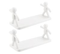 CHILDWEET 2 Piezas Estante de Pared Flotante Blanco PP sin Taladro | Organización Minimalista, Protege la Pared, Adecuado para Dormitorio, Despensa, Garaje y Botellas