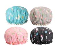 CHILDWEET 4 Gorros de Ducha Impermeables de Doble Capa Ligeros y Perfectos para Viajar o Ducharse Color Aleatorio Elásticos y Reutilizables de Pe para Mujer