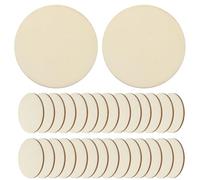 CHILDWEET 50 Discos Redondos de Madera Natural Beige, Lisos y Ligeros, Ideales para Manualidades DIY y Decoración Colgante en Hogar y Enseñanza