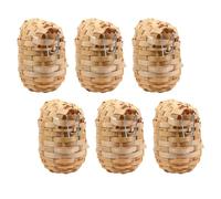 CHILDWEET 6 Nidos de Pájaros de Bambú Tejidos a Mano para Exterior con Ganchos Fáciles de Colgar, Estilo Rústico y Material Sintético Resistente para Decoración Natural