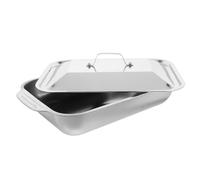 CHILDWEET Bandeja Rectangular de Acero Inoxidable para Hornear Pescado y Pavo Máxima Estabilidad y Resistencia, Adecuado para Asar al Aire Libre y Hornear