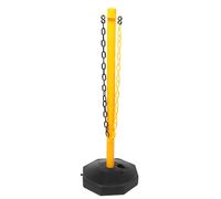 CHILDWEET Bolardo de Seguridad Plástico Rellenable Amarillo con Cadena Negra y Amarilla 1 M, Poste de Barrera Portátil para Entrada de Vehículos y Estacionamiento, Barrera de Seguridad