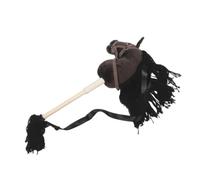 CHILDWEET Caballo de Palo de Tela y Madera Negro Bebés, Juguete para Montar Que Mejora la Coordinación y Decora Celebraciones de Cumpleaños y Carnavales