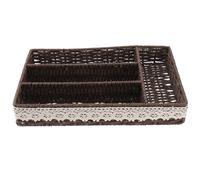 CHILDWEET Caja de Almacenamiento de Plástico Café 4 Compartimentos, Bandeja Práctica Multiusos para Bolsitas de Té, Joyas y Cosméticos, Contenedor Ligero para Organizar Escritorio y Hogar