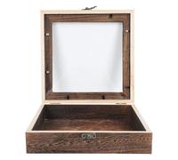 CHILDWEET Caja de Exhibición de Especímenes Insectos Tapa Abatible, Madera de Paulownia Color Carbono 20x20x4.5 Cm, Contenedor de Almacenamiento Anti Polvo para Colecciones Científicas