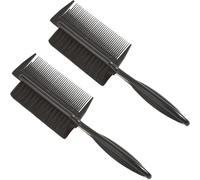 CHILDWEET Cepillo de Corte y Limpieza para Cabello y Barba, Doble Cara Cerdas de Nailon, Color Negro, 2 Piezas, Peine Alisador y Cardador para Uso Profesional y Personal en Peluquería