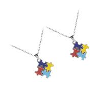CHILDWEET Collar sin Desvanecimiento de Rompecabezas de Autismo 2piezas de Aleación Fácil de Quitar Obsequio de Cumpleaños para Personas Autismo