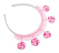 CHILDWEET Diadema de Piruleta Rosa Felpa y Plástico, Cómoda y Versátil para Fiestas de Cumpleaños y Celebraciones Infantiles