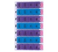 CHILDWEET Estuche de Medicina Colorido 28 Compartimentos, Organizador Diario de Vitaminas y Medicamentos, Caja Almacenamiento Portátil Botón Seguro, Adecuado para Viajes y Control de Dosis