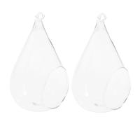 CHILDWEET Jarrón Colgante de Cristal Transparente 2 Piezas, 9x12 Cm, para Decoración de Micropaisaje DIY, Florero Decorativo Adecuado para Oficina, Dormitorio y Salón Estilo Aleatorio