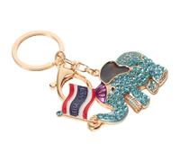 CHILDWEET Llavero Decorativo de Elefante con Brillantes Gemas de Imitación Colgante de Metal con Bandera de Tailandia Color Azul Accesorio para Bolsos Mochilas y Llaves Amuleto Suerte