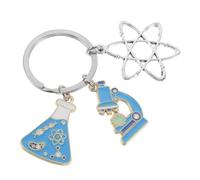 CHILDWEET Llavero Seguro para Piel Sensible de Metal Diseño Creativo Científico de Doble Hélice de Adn y Microscopio Adecuado para Uso Diario y Obsequio de Graduación