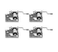 CHILDWEET Mecanismo de Caja de Música sin Necesidad de Baterías Conjunto de 4 Piezas Manual de Metal en Color Plata Fácil de Instalar y Usar para Proyectos DIY