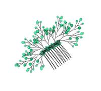 CHILDWEET Peineta de Hojas Verdes con Detalles en Cristal y Metal, Horquilla para Novias y Damas de, Accesorios para Peinado en Bodas y Celebraciones