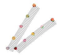CHILDWEET Pinzas Pelo Peine Invisible para Niñas, 2 Piezas, Diseño Adorable de Flores y Frutas, Organizador de Cabello de Silicona y Metal para Peinados Elegantes
