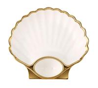 CHILDWEET Plato de Cerámica Blanco Cuenco de Vinagre Integrado Forma de Concha para Patatas Fritas y Dumplings Adecuado para Restaurantes y Buffets
