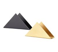 CHILDWEET Porta Servilletas de Mesa 2 Piezas Acero Inoxidable Triangular, Servilletero de Metal Color Negro y Dorado, Dispensador para Papel Toalla Adecuado para Restaurante, Café y Hotel