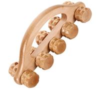 CHILDWEET Rodillo de Masaje de Madera 10 Ruedas 18x5,5x7 Cm Herramienta Manual para Relajación Muscular y Alivio del Estrés Portátil para Cuello, Espalda y Piernas