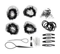 CHILDWEET Rojo Cabello Negra Invisible de Nylon y Acero Inoxidable Pequeños Agujeros, Accesorios para Moño de Danza y Peinados de Competencia