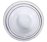 CHILDWEET Set de 3 Cuencos Esmaltados Vintage Bordes Enrollados, para Sopa y Almacenamiento de Alimentos, Recipientes de Esmalte para Cocina y Uso Doméstico