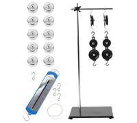 CHILDWEET Sistema de Poleas Juego de Poleas Didácticas Soporte de Altura Ajustable, Plástico E Hierro, para Estudiantes y Principiantes, Clases de Física y Experimentos de Mecánica