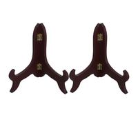 CHILDWEET Soportes plegables de madera marrón para platos 2 piezas | Soporte estable y versátil para pasteles de té y bandejas, fácil de limpiar, para encimera de cocina y galería, estilo