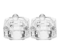 CHILDWEET Taza para Manicura de Vidrio Transparente 2 Piezas con Tapa, Vaso Mezclador de Polvo y Líquido para Decoración de Uñas, Accesorio Profesional para Salón y Arte de Uñas