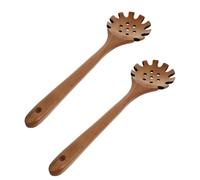 CHILDWEET Utensilio para Servir Espaguetis de Madera para Pasta con Dientes 2 Cucharas y Mango Largo Fácil de Limpiar y Resistente a Manchas, Adecuado para Servir Rápido