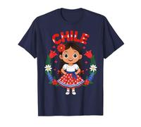 Chile Chile Chile Vestido Tradicional Flores Patrimonio Camiseta