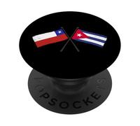 Chile Cuba Banderas Cruzadas Patrimonio Cubano Chileno PopSockets PopGrip Adhesivo