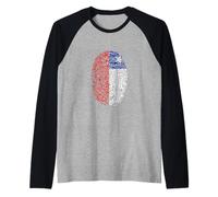 Chile Flag Fingerprint Artwork National Identity and Pride Camiseta Manga Raglan