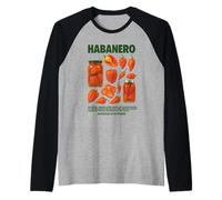 Chile Habanero Picante Cocina Ilustración Arte Salsa Camiseta Manga Raglan