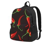 Chile rojo,Mochila con bolsillos, mochila informal para el día a día, resistente al agua, ideal para la escuela, viajes