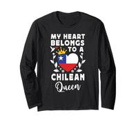 Chilean Queen Chilean Wife Girlfriend Chile Flag Manga Larga