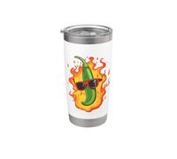 Chili Funny Pepper Hot Picante Alimentos Amantes Calor Fuego Mexicano Vaso térmico de acero inoxidable de doble pared