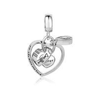Chili Jewelry Abalorio con texto "I Love You to The Moon and Back" para mamá, hija, abuela, hermana, esposa, compatible con pulseras Pandora, Metal, Cobre