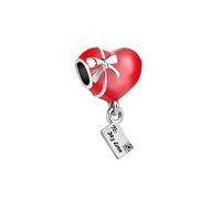 Chili Jewelry Abalorio de corazón rojo con lazo, regalo a mi amor, para pulseras