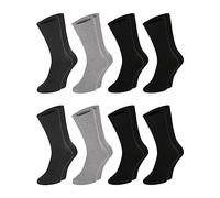 Chili Lifestyle - Calcetines diabéticos para hombre y mujer, cintura suave, supersuaves, sin impresión de goma, algodón sostenible, 8 pares, negro, azul y gris, 39-42/43-46, multicolor, 43-46