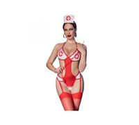 CHILIROSE - CR 4631 BODY ENFERMERA CROTCHLESS ROJO S/M - S/M