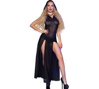 CHILIROSE - CR 4685 VESTIDO LARGO CON CAPUCHA NEGRO S S