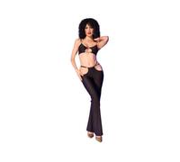 Chilirose - cr 4851 set top negro y leggins con complementos dorados - L