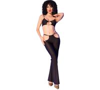 Chilirose CR 4851 Set Top Negro Y Leggings Con Complementos Dorados - Elegante Conjunto Para Ocasiones Especiales - S