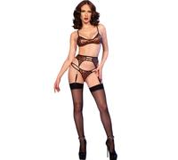 CHILIROSE CR4837 Wildcat - Conjunto de lencería 4 piezas (sujetador, liguero, tanga y medias)