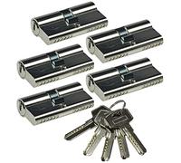 ChiliTec Cilindro de cierre de 60 mm, 30/30 mm, 5 unidades, para puerta | Para cerraduras de inserción DIN, mayor seguridad, cilindro con 5 llaves de seguridad