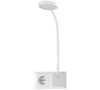 ChiliTec luz de lectura para enchufe 230V regulable lámpara de enchufe Led con interruptor cuello de cisne flexible blanco