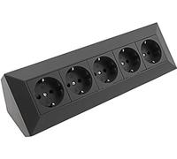 ChiliTec Toma de esquina de 5 vías para cocina de 230 V, ángulo de 90 grados para montaje en esquina, toma de pared para cocina, taller, color negro