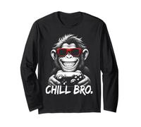 Chill Bro - Cool Monkey with Sunglasses Gaming Funny Gamer Manga Larga