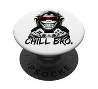 Chill Bro - Cool Monkey with Sunglasses Gaming Funny Gamer PopSockets PopGrip Adhesivo